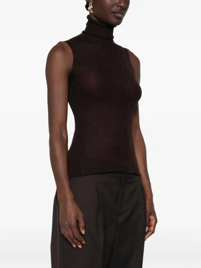 Arovescio Gerippter Rollkragenpullover In Brown