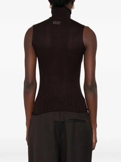 Arovescio Gerippter Rollkragenpullover In Brown