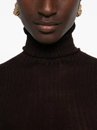 Arovescio Gerippter Rollkragenpullover In Brown