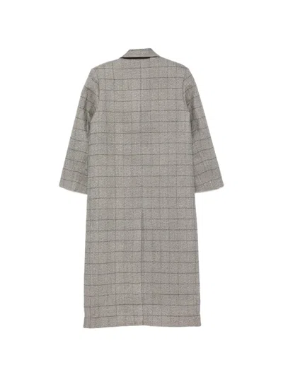 Stella Nova Double-breasted Check-pattern Coat In Gray