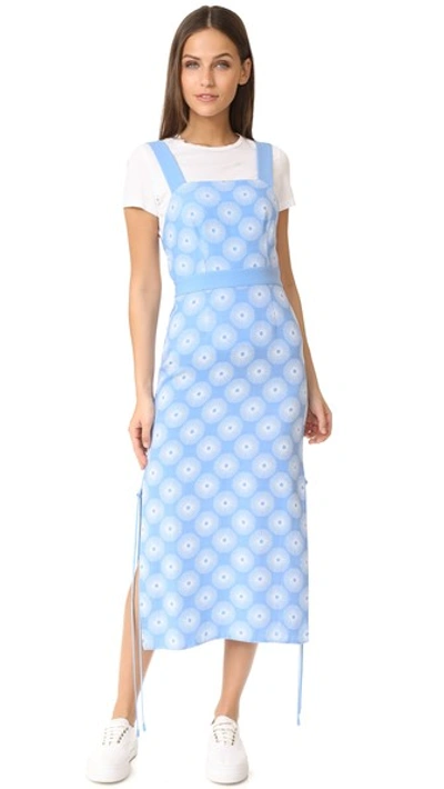 Diane Von Furstenberg Sleeveless Tie-side Printed Midi Dress, Blue In Hortensia