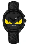 FENDI Momento Bug Chronograph Leather Strap Watch, 40Mm