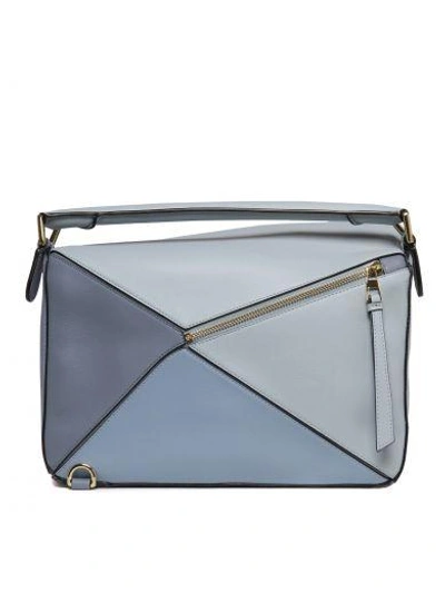 Shop Loewe Puzzle Shoulder Bag In Aqua / Light Blue / Stone Blue