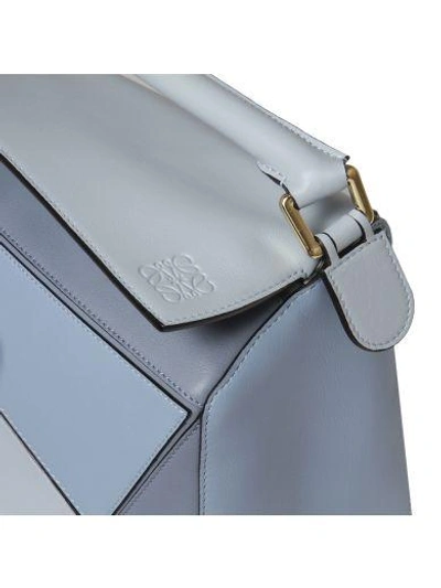 Shop Loewe Puzzle Shoulder Bag In Aqua / Light Blue / Stone Blue