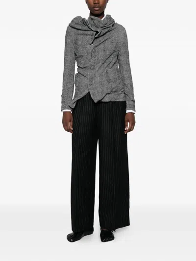 CHECK-PATTERN DRAPED JACKET