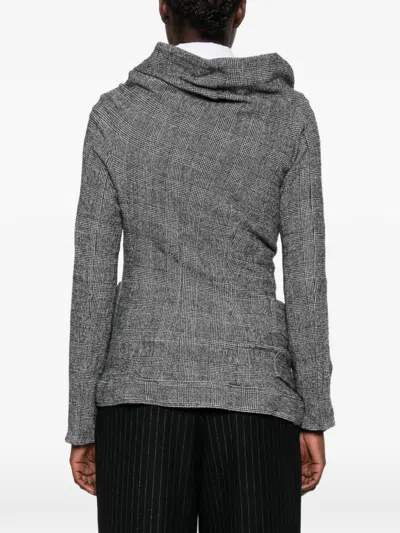 CHECK-PATTERN DRAPED JACKET