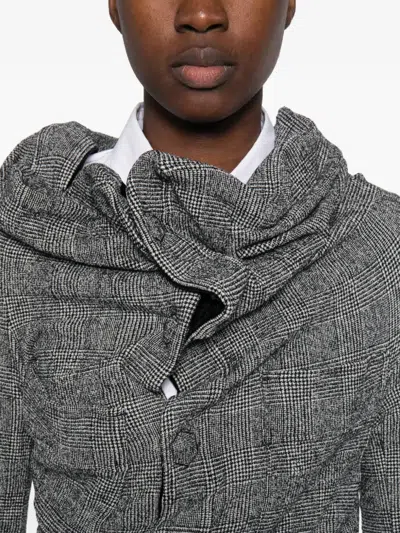 CHECK-PATTERN DRAPED JACKET