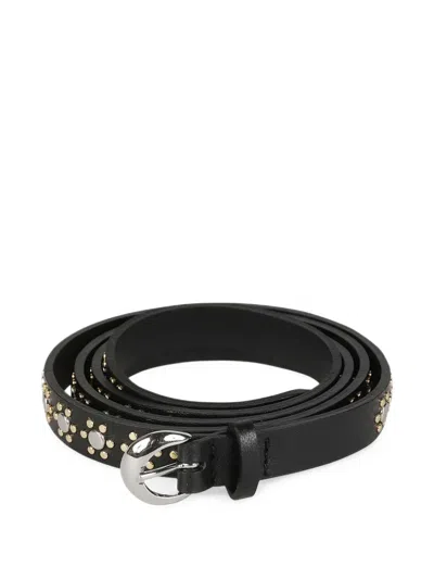 Orciani Studded Leather Belt In Black