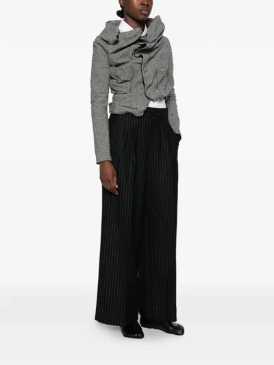 Junya Watanabe Houndstooth-pattern Draped-design Jacket In Gray