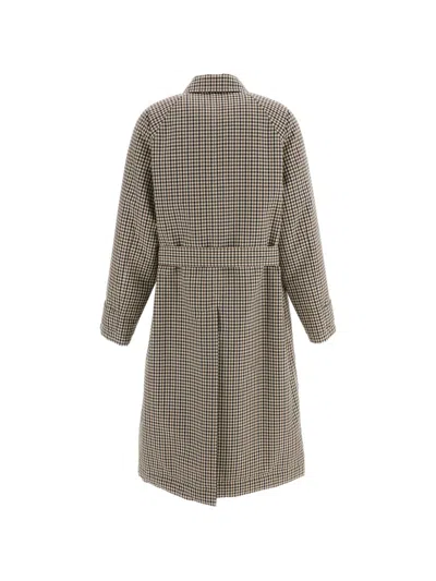 CHECK-PATTERN DOUBLE-BREASTED COAT