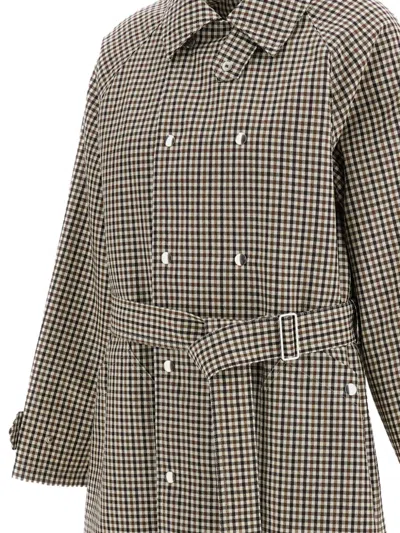 CHECK-PATTERN DOUBLE-BREASTED COAT