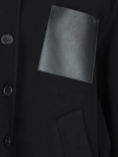 Loewe Leather-patch Cape-style Jacket In Black