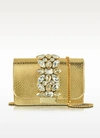 GEDEBE CLICKY GOLD SNAKE LEATHER CLUTCH