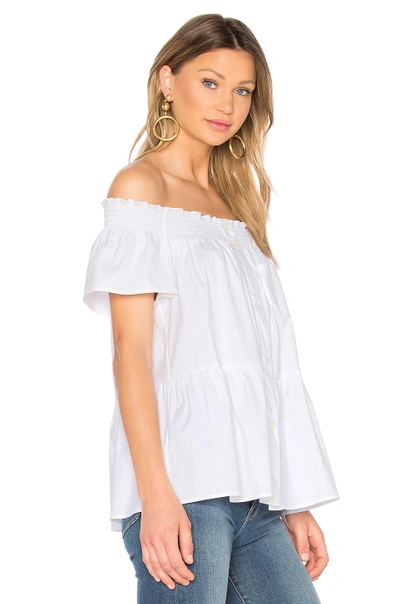 Shop Red Valentino Off The Shoulder Button Up Top In White