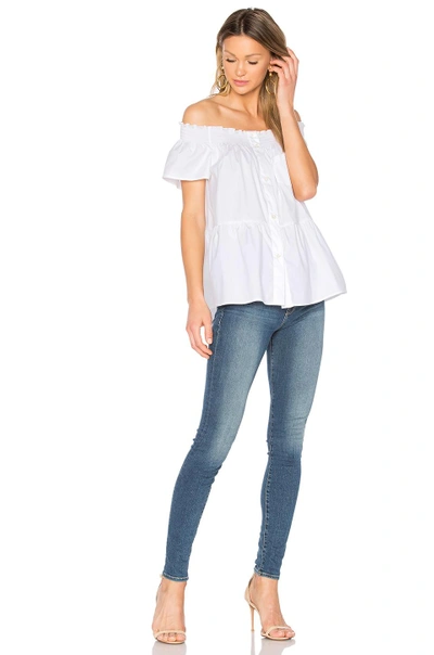 Shop Red Valentino Off The Shoulder Button Up Top In White