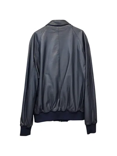 Kired Leather Bomber Jacket In Blue