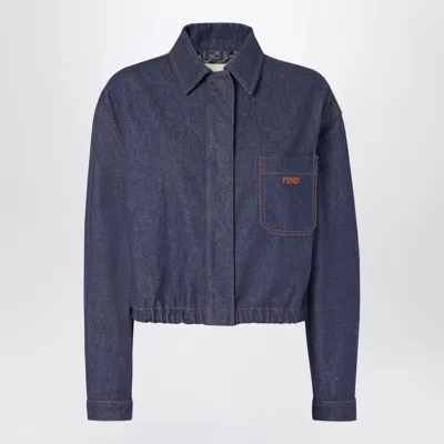 Fendi Feminine Denim Jacket With Tailored Patch Pockets In Blue