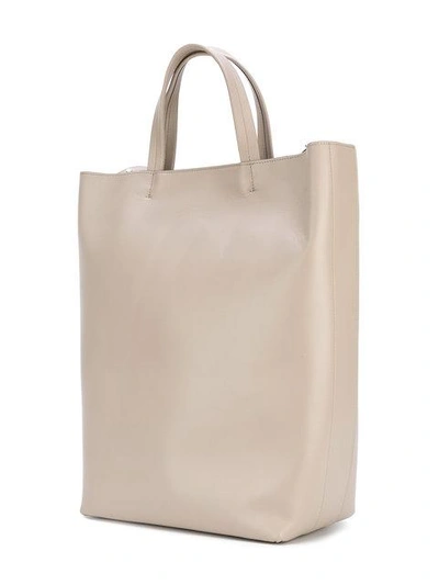 Shop Elena Ghisellini Side Zip Tote Bag - Neutrals