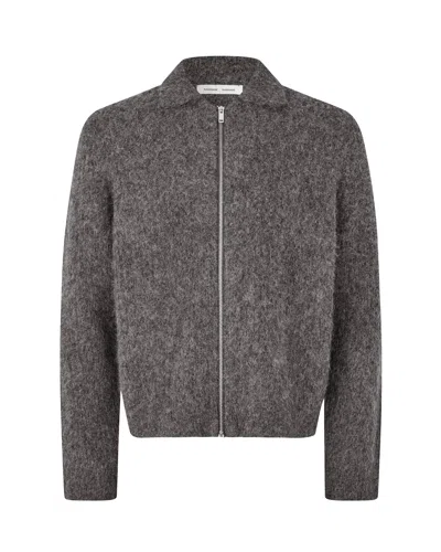 Samsoe & Samsoe Samsoe Samsoe Zip-front Alpaca-blend Cardigan In Gray