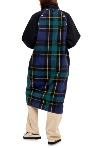 Grey Lab Reversible Check Long Coat In Black