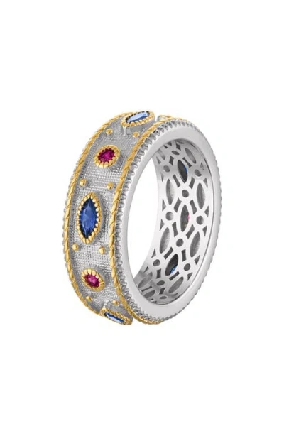 Fzn Lab Created Sapphire & Ruby Ring In White