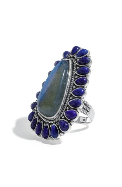 Ys Gems Labradorite Statement Ring In Blue