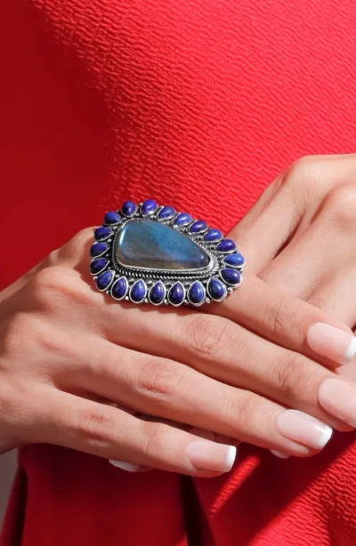 Ys Gems Labradorite Statement Ring In Blue