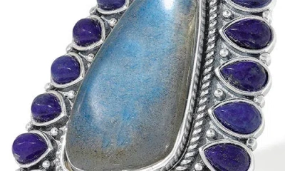 Ys Gems Labradorite Statement Ring In Blue