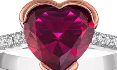 Fzn Lab Created Ruby Heart Ring In White