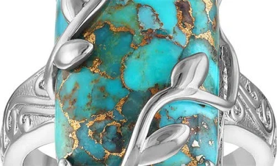 Fzn Turquoise Leaf Branch Statement Ring In Turquoise