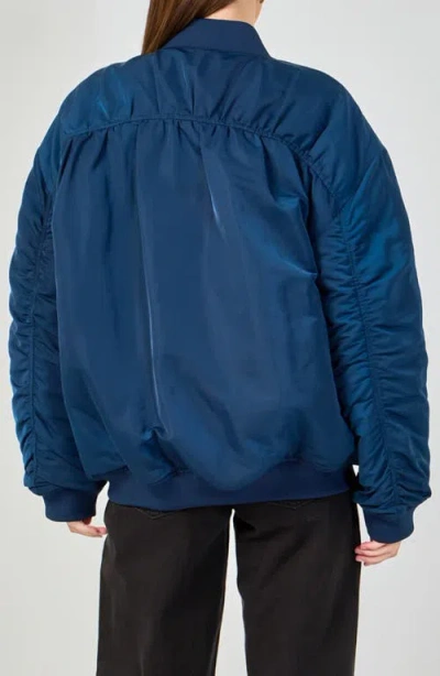 Grey Lab Ruched Bomber Jacket In Blue