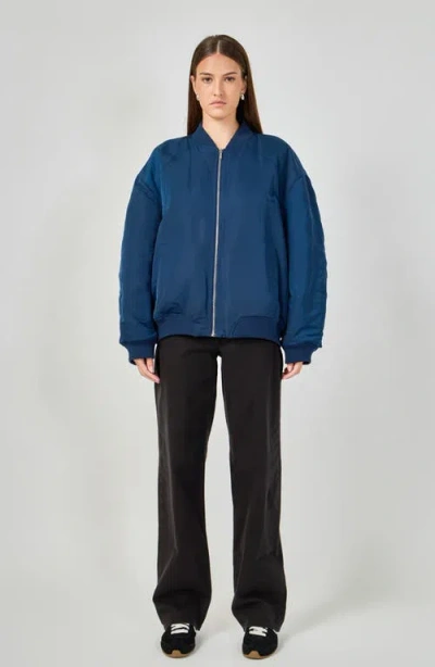 Grey Lab Ruched Bomber Jacket In Blue