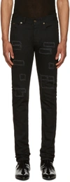 SAINT LAURENT Black Patched Low-Waisted Skinny Jeans