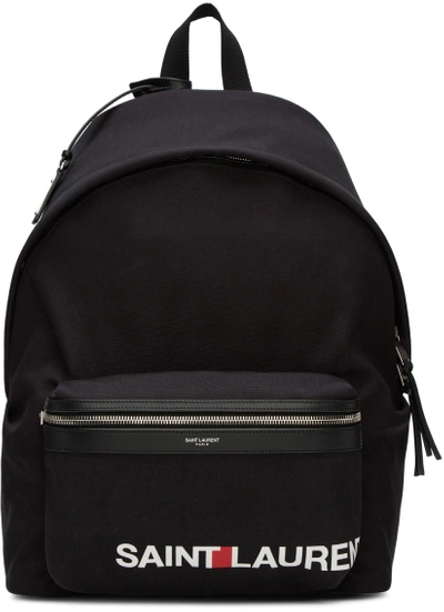 Saint Laurent 'city' Rucksack Mit Kontrastierendem Logo In Blk White