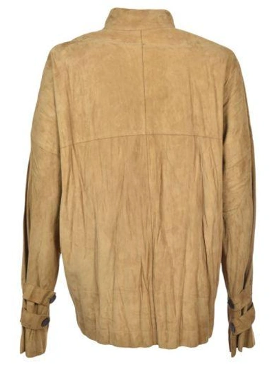 Shop Loewe Military Style Draped Jacket In Gold