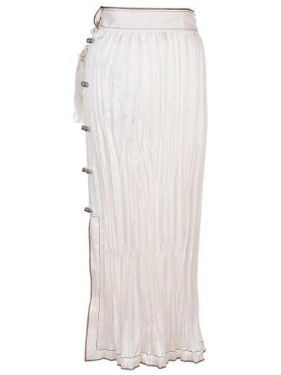 Shop Loewe Pleated Midi Skirt In White