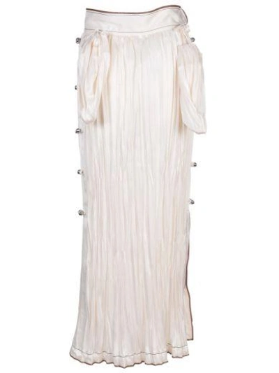Shop Loewe Pleated Midi Skirt In White