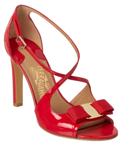 Ferragamo Patent Gabrielle Sandals In Red