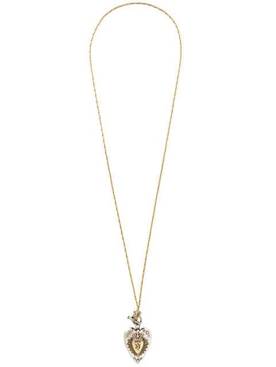 Shop Alexander Mcqueen Heart Pendant Necklace In Metallic