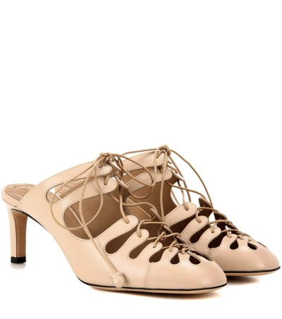 The Row Dixie Patent Lace-up Mule, Beige In Rose Taupe