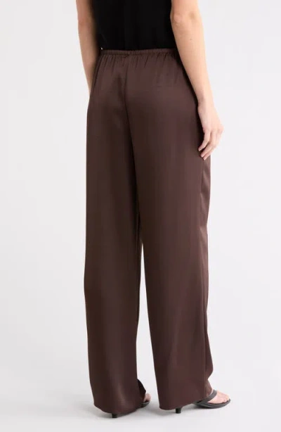 Leith Satin Drawstring Pants In Brown