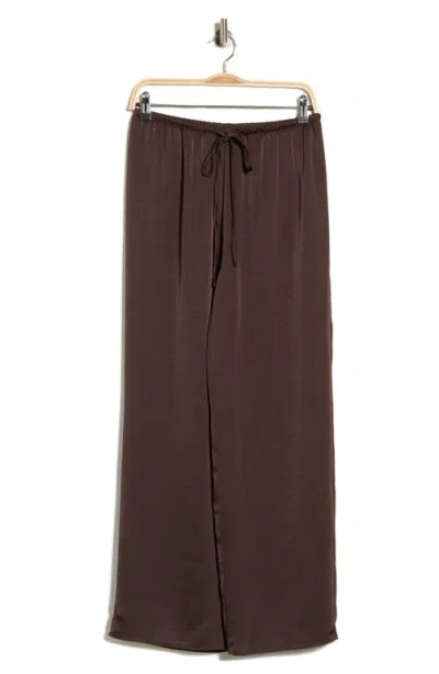 Leith Satin Drawstring Pants In Brown