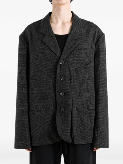 Ziggy Chen Check-pattern Notched-lapel Jacket In Gray