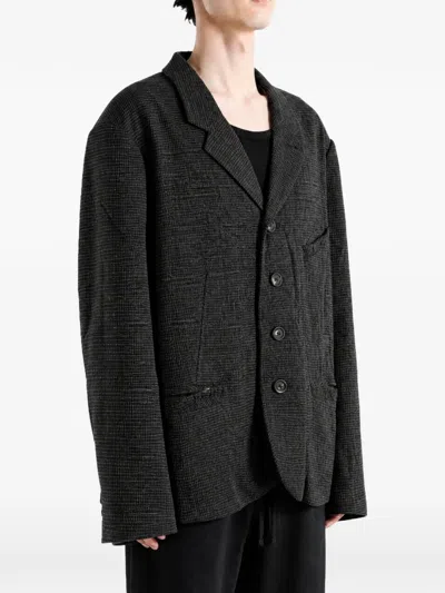 Ziggy Chen Check-pattern Notched-lapel Jacket In Gray