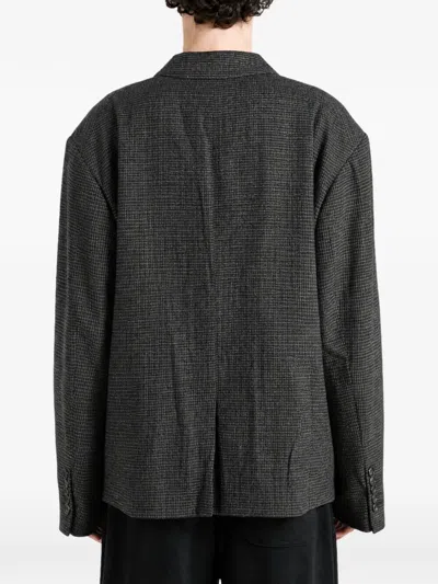 Ziggy Chen Check-pattern Notched-lapel Jacket In Gray