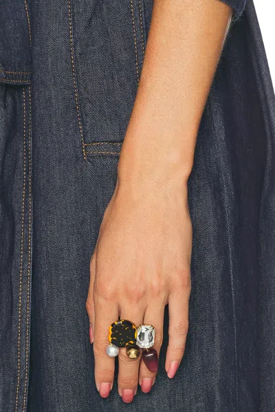 Dries Van Noten Handmade Glass Disc Shell Paste Ring In Multi