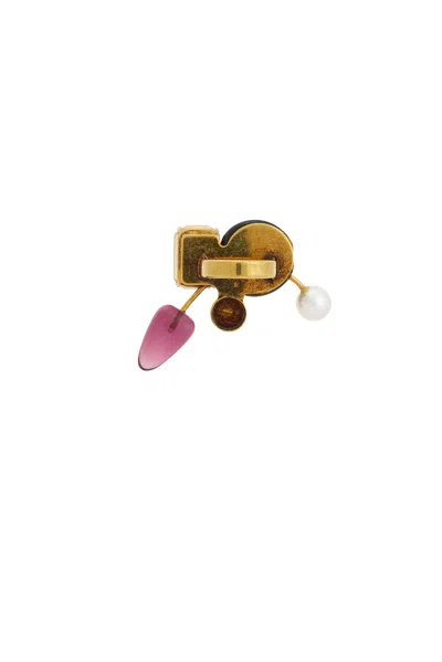 Dries Van Noten Handmade Glass Disc Shell Paste Ring In Multi
