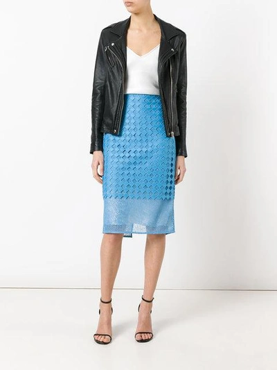 Shop Diane Von Furstenberg Embroidered Pencil Skirt