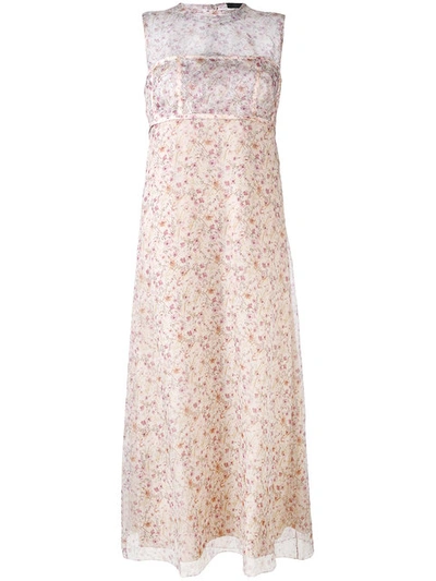Calvin Klein Collection Sleeveless Floral Faux-bandeau Dress, Blush In Blush Rose