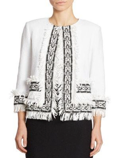 Shop St John Clair Fringed Jacket In Bianco Caviar